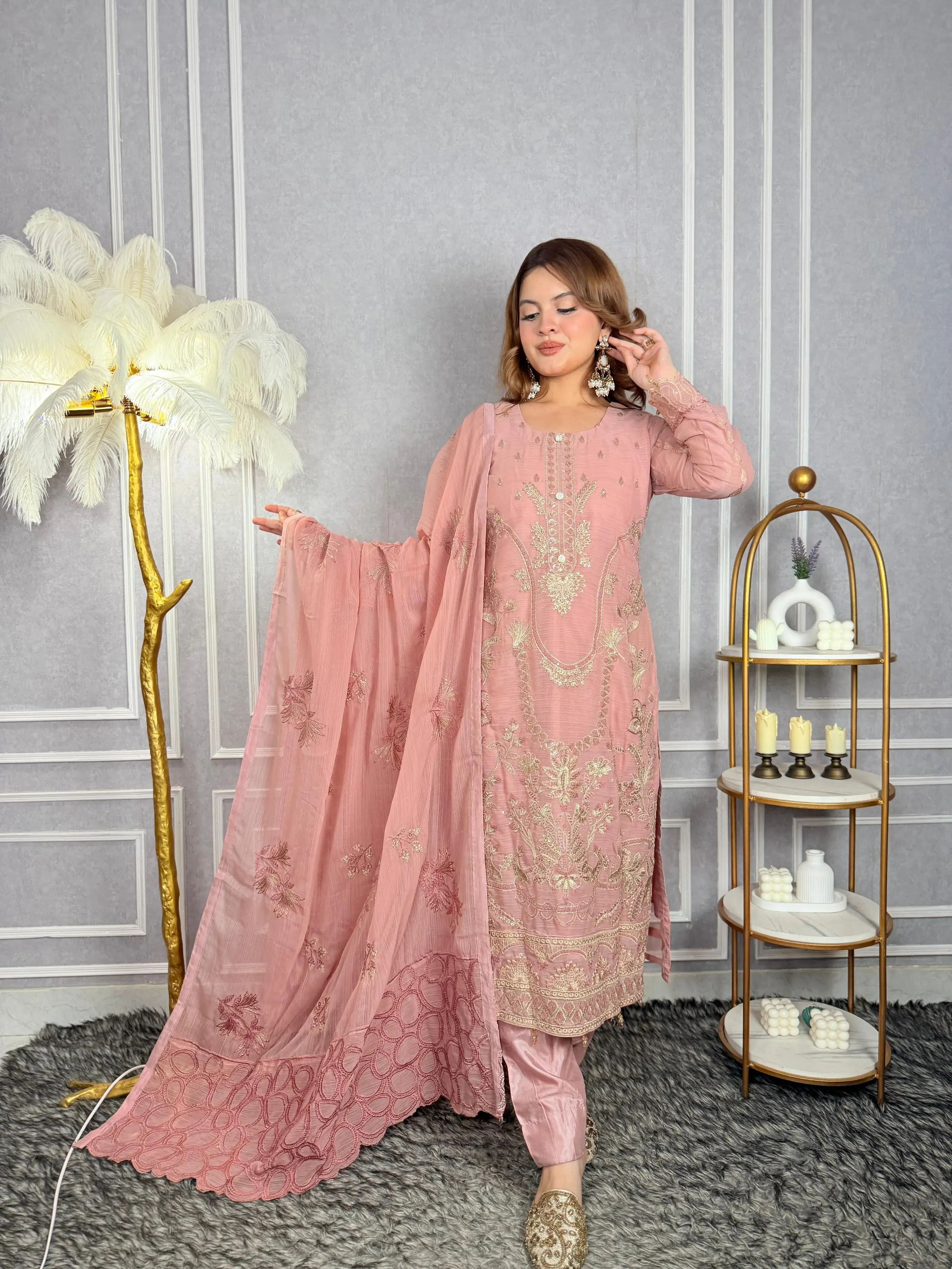 Georgette 4 Pices Unstitched Dress